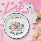 Niedliche Grünpflanzen Waldtiere Kinderdusche Pappteller (Party)