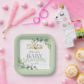 Niedliche Grünpflanzen Woodland Animals Kinderdusc Pappteller (Party)