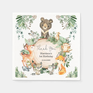 Niedliche Grünpflanzen Woodland Baby Wild Animals Serviette