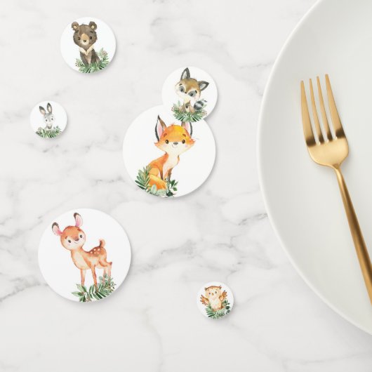 Niedliche Grünpflanzen Woodland Tiere Baby Boy Geb Konfetti (Gruppe)