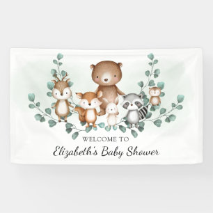 Niedliche Grünpflanzen Woodland Tiere Kinderdusche Banner