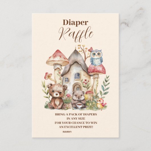 Niedliche Grünwaldtiere Diapper Raffle Begleitkarte (Vorderseite)