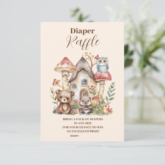 Niedliche Grünwaldtiere Diapper Raffle Begleitkarte (Stehend Vorderseite)