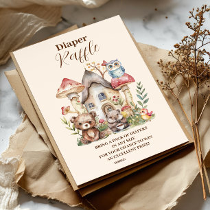Niedliche Grünwaldtiere Diapper Raffle Begleitkarte