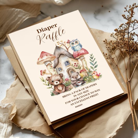 Niedliche Grünwaldtiere Diapper Raffle Begleitkarte