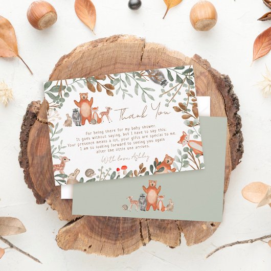 Niedliche Grünwaldtiere Waldtiere Wälder Babydusch Dankeskarte