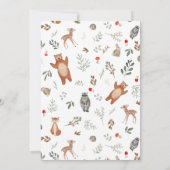 Niedliche Grünwaldtiere Waldtiere Wälder Babydusch Einladung (Rückseite)
