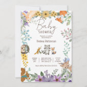 Niedliche Grünwaldtiere Waldtiere Wälder Babydusch Einladung (Vorderseite)