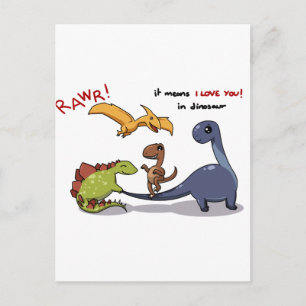 Niedliche Gruppe der Dinosaurier Rawr bedeutet Wir Postkarte