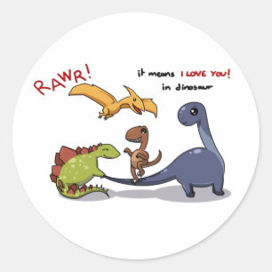 Niedliche Gruppe Dinosaurier Rawr bedeutet uns Runder Aufkleber