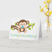 Niedliche Grusskarte des kleinen Affen Karte (Gelbe Blume)