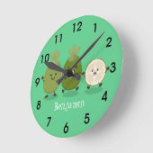 Niedliche Guava feijoa Cartoon Illustration Runde Wanduhr (Winkel)