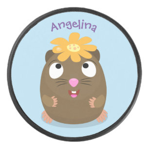 Niedliche Guinea Cartoon Eishockey Puck