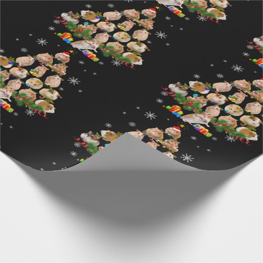 Niedliche Guinea Hamster Schweine Weihnachtsbaum H Geschenkpapier (Ecke)