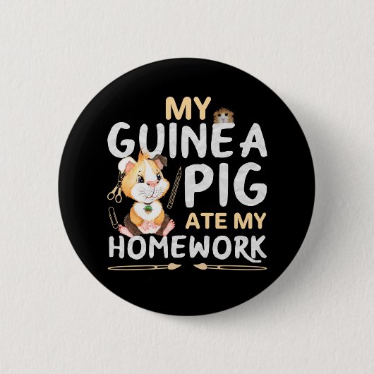 Niedliche Guinea Pig Ate Meine Hausaufgaben Button (Vorderseite)