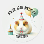 Niedliche Guinea Pig Birthday Party bevorzugt Runder Aufkleber (Vorderseite)