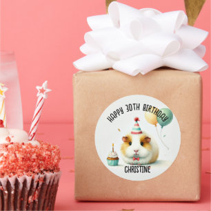 Niedliche Guinea Pig Birthday Party bevorzugt Runder Aufkleber