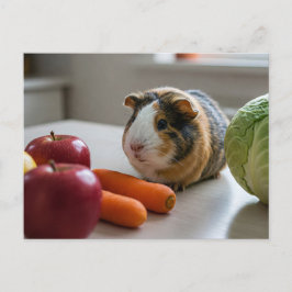 Niedliche Guinea Pig Cavia Apple Karotte Postkarte