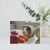 Niedliche Guinea Pig Cavia Apple Karotte Postkarte (Stehend Vorderseite)