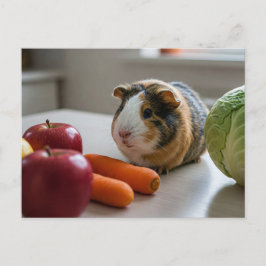 Niedliche Guinea Pig Cavia Apple Karotte Postkarte
