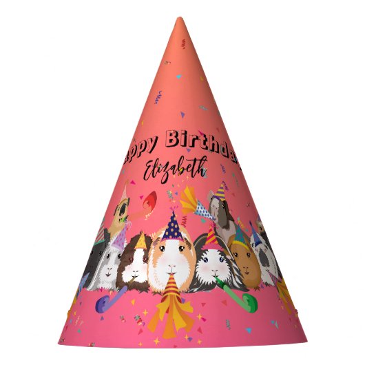 Niedliche Guinea Pig Girl Geburtstag Partyhütchen (Vorderseite)