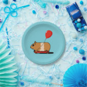 Niedliche Guinea Pig Reiten im Kunstballon Pappteller (Party)