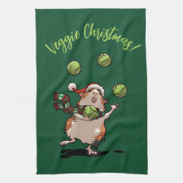 Niedliche Guinea Pig Veggie Weihnachten! Sprout Ju Geschirrtuch