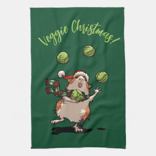 Niedliche Guinea Pig Veggie Weihnachten! Sprout Ju Geschirrtuch