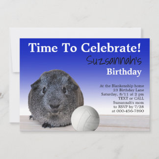 Niedliche Guinea Pig Volleyball Custom Geburtstags Einladung