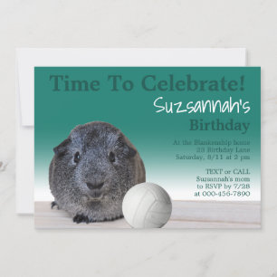 Niedliche Guinea Pig Volleyball Custom Geburtstags Einladung