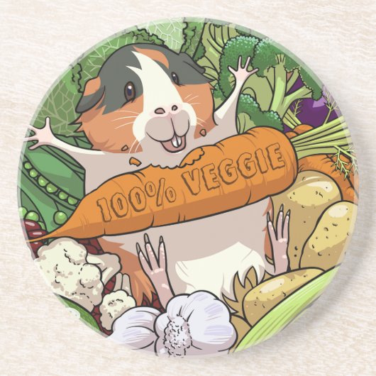 Niedliche Guinea Schwein 100% Veggie Carrot Cartoo Getränkeuntersetzer (Vorne)