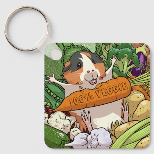 Niedliche Guinea Schwein 100% Veggie Carrot Cartoo Schlüsselanhänger (Vorderseite)