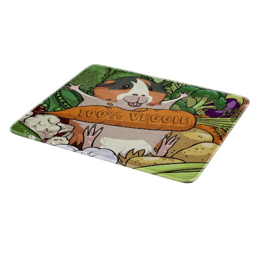 Niedliche Guinea Schwein 100% Veggie Carrot Cartoo Schneidebrett (Ecke)