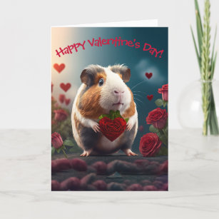 Niedliche Guinea Schweinchen mit Blume Herzens Val Feiertagskarte