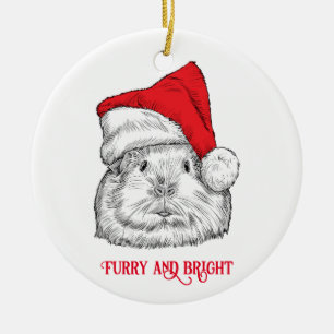 Niedliche Guinea Schweinchen und Hund mit Weihnach Keramik Ornament
