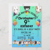 Niedliche Guinea Schweine & Ballons Geburtstagspar Einladung (Vorderseite)