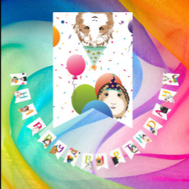 Niedliche Guinea Schweine & Balloons Geburtstag Wimpelkette