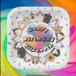 Niedliche Guinea Schweine & Balloons Geburtstagspa Pappteller