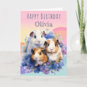 Niedliche Guinea Schweine Hübsch Personalisierter  Karte (Vorderseite)