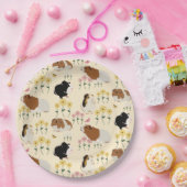 Niedliche Guinea Schweine im Blumengartenmuster -  Pappteller (Party)