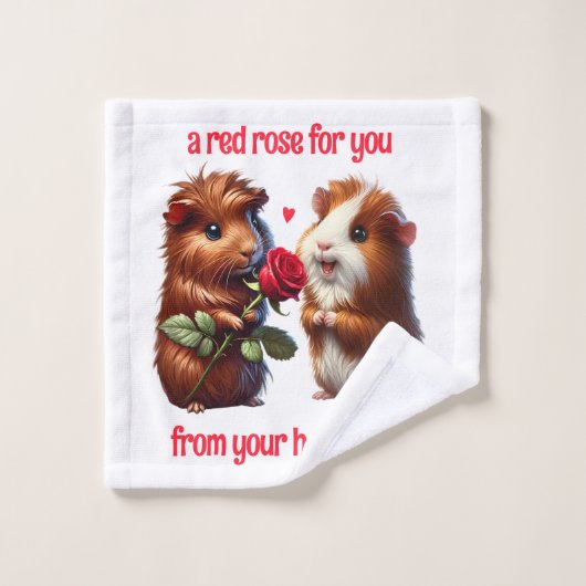 Niedliche Guinea Schweine in Liebe Austausch einer Badhandtuch Set (Waschlappen)