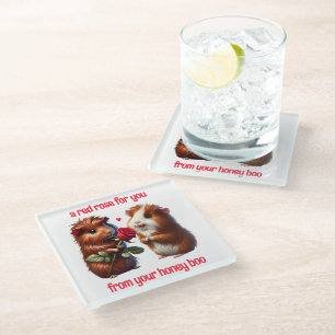 Niedliche Guinea Schweine in Liebe Austausch einer Glasuntersetzer