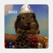 Niedliche Guinea Schweine in Weihnachtsmannmütze Ornament Aus Metall (Vorderseite)