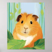 Niedliche Guinea Schweinefleisch in Blätter Poster (Vorne)
