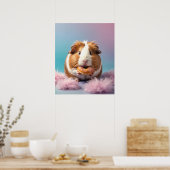 Niedliche Guinea Schweinefleisch mit Donut Pastell Poster (Küche)