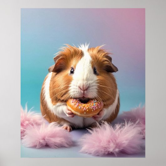Niedliche Guinea Schweinefleisch mit Donut Pastell Poster (Vorne)