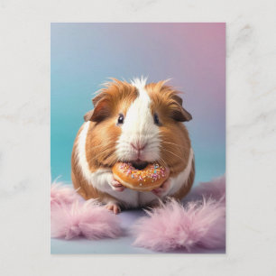 Niedliche Guinea Schweinefleisch mit Donut Pastell Postkarte