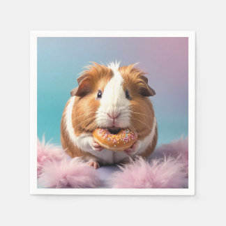 Niedliche Guinea Schweinefleisch mit Donut Pastell Serviette