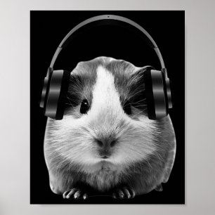 Niedliche Guinea Schweinezuhören bis Dubstep Poster