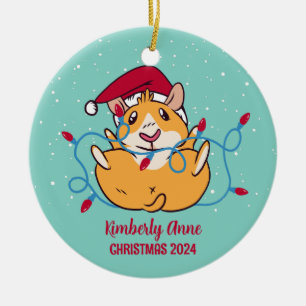 Niedliche Guinea Weihnachtsschnee Winterurlaub Keramik Ornament